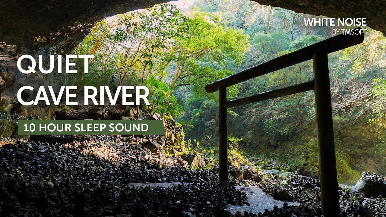 Quiet Cave River Sleep Sound - 10 Hours - Black Screen