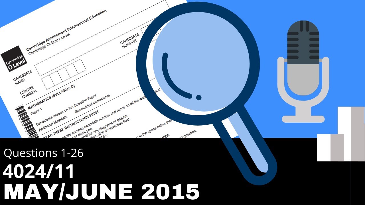 O Level Math D May June 2015 Paper 11 4024/11