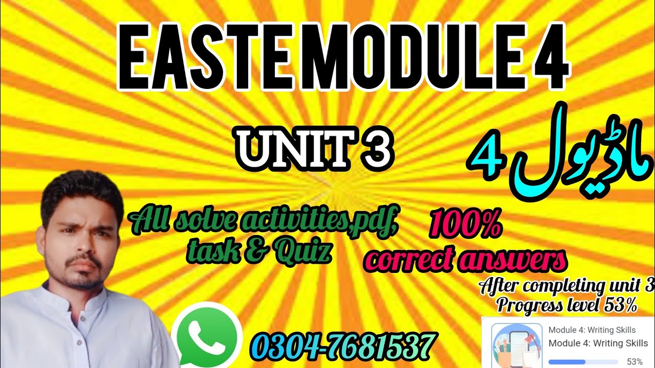 EaSTE Module 4 unit 3 all activities,pdf,task & Quiz 100% correct answers @Usman.n.