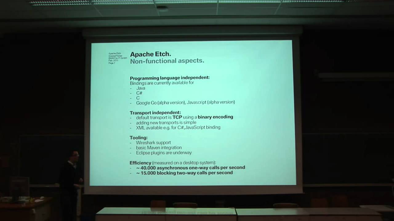 Apache Etch: Efficient and feature-rich network services