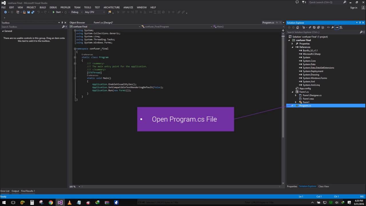 1.0 - c# - SetUp Bunifu Framework , Visual Studio.   (OLDER VERSION)