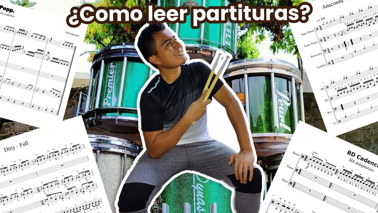 ¿Como leer partituras de drumline? Snare, Multitenor Bombo y Platos