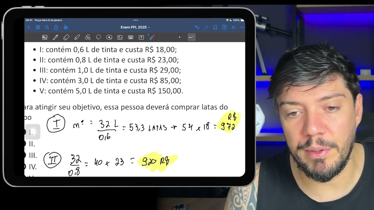 ENEM 2025 PPL - Uma pessoa comprará uma tinta especial para pintar, com apenas