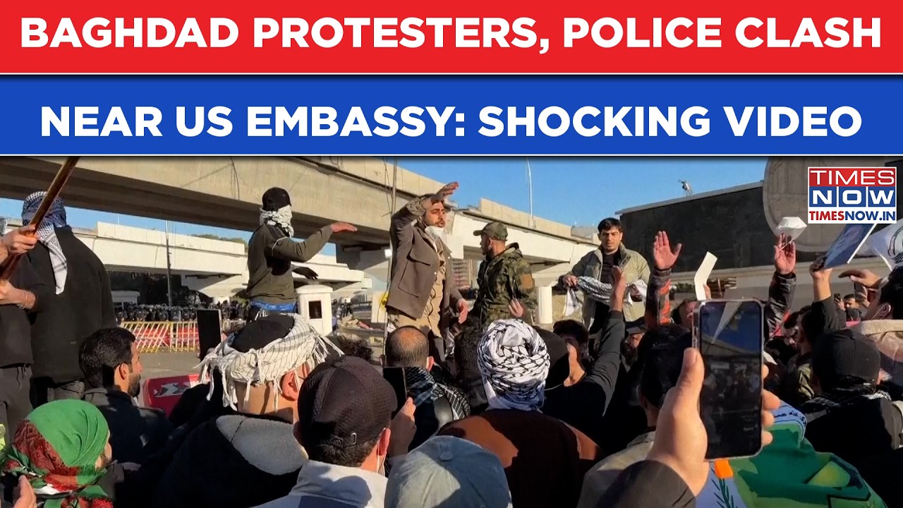 Ali Khamenei Killed: Baghdad Police, Protesters Clash Near US Embassy| Dramatic Iraq Video| Iran War