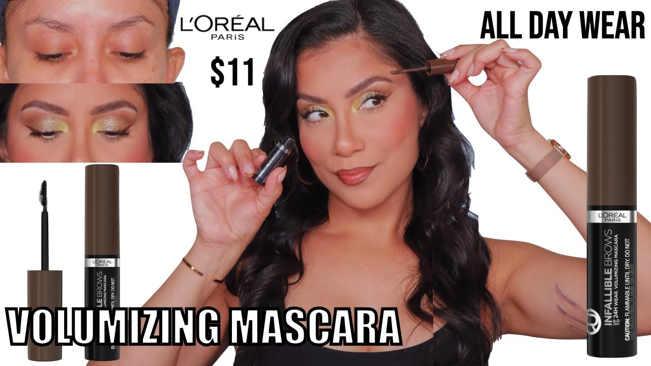 *new* L'OREAL INFALLIBLE BROW 24H VOLUMIZING MASCARA + 13H WEAR TEST *sparse brows*| MagdalineJanet