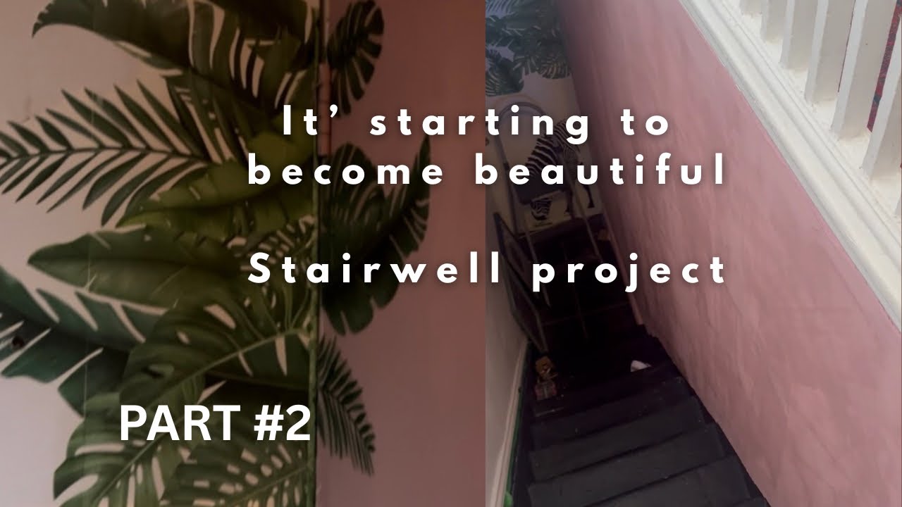 Part # 2 Pretty in pink 🌸🍃Stairwell project,It’s coming along nicely.