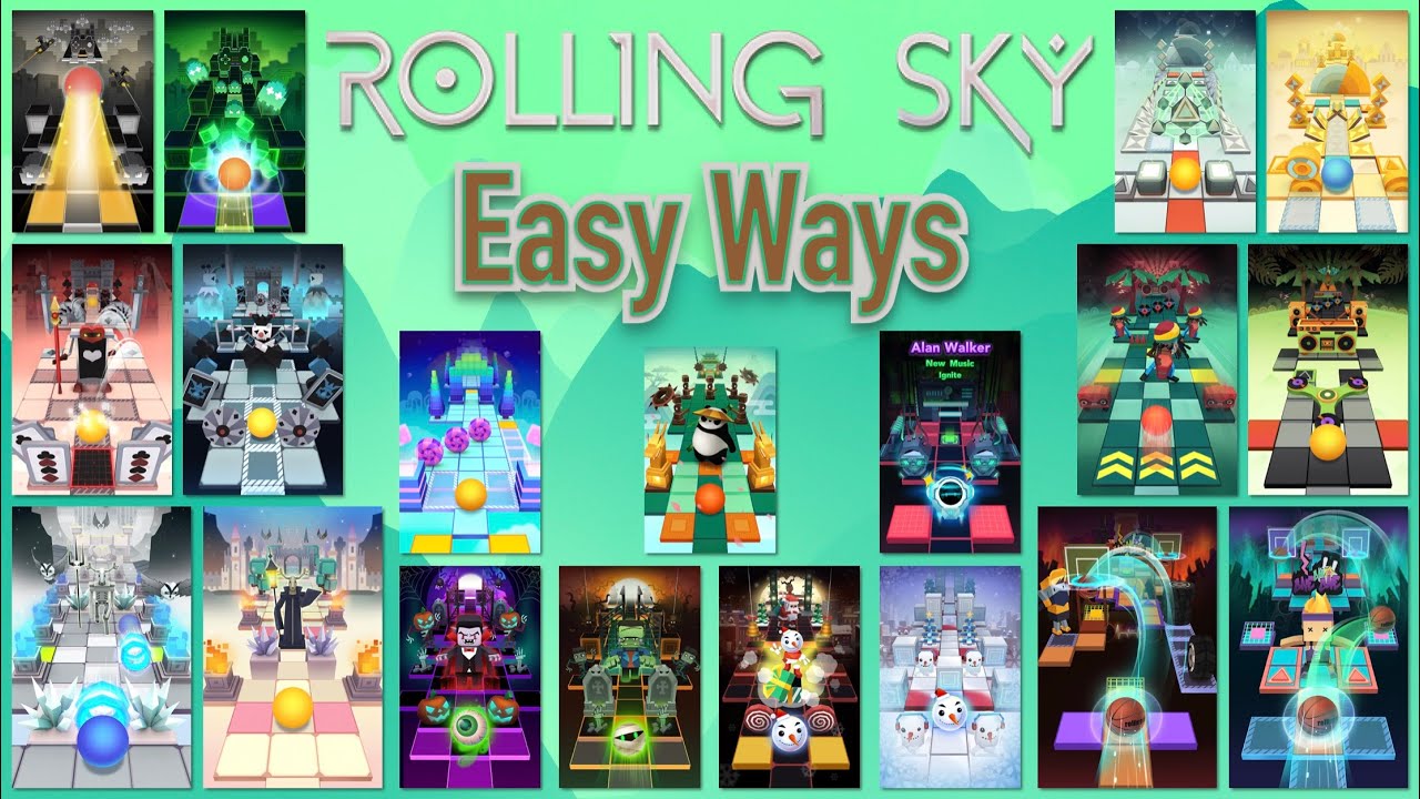 Rolling Sky Easy Ways || ALL 2017 LEVELS