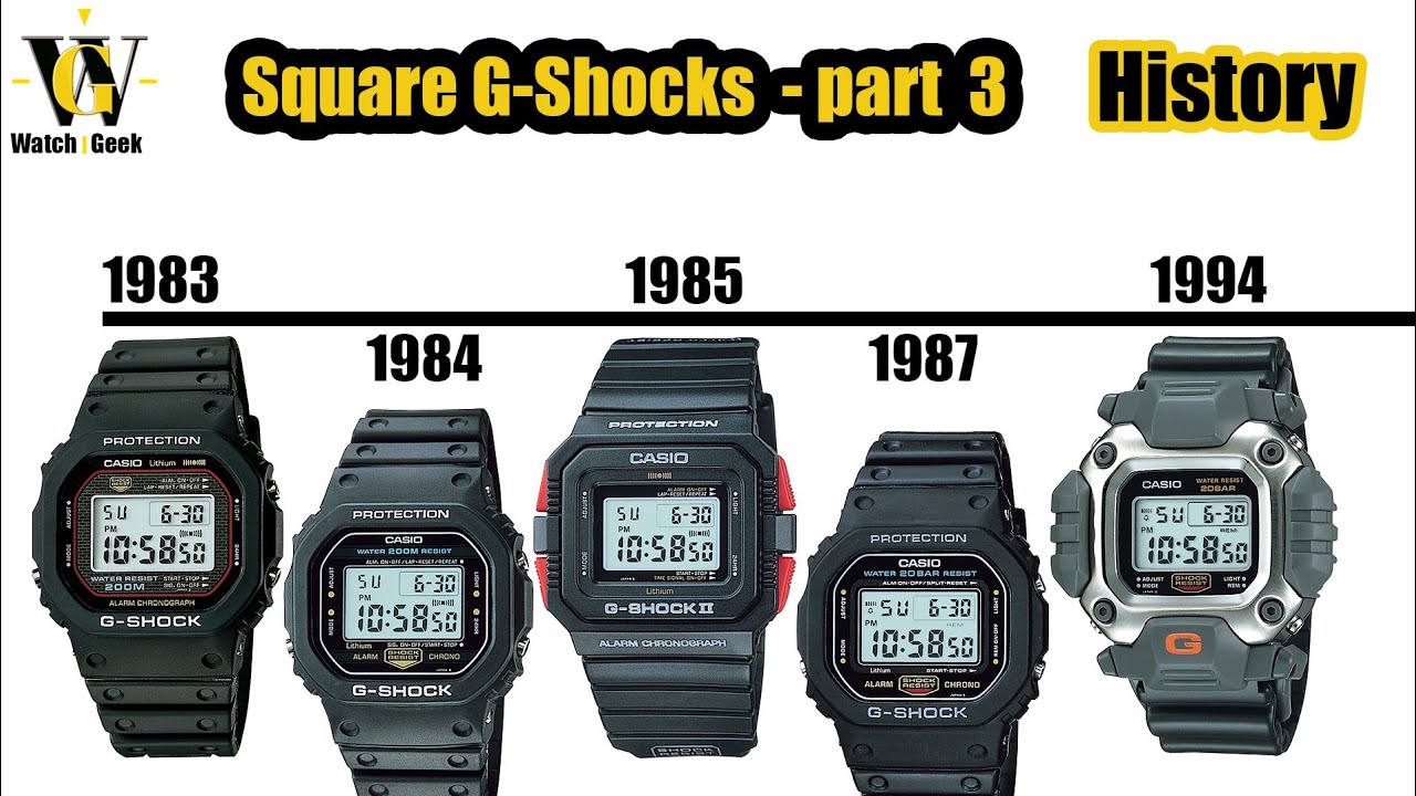 G-Shock history - 1984 - 1995 - squares