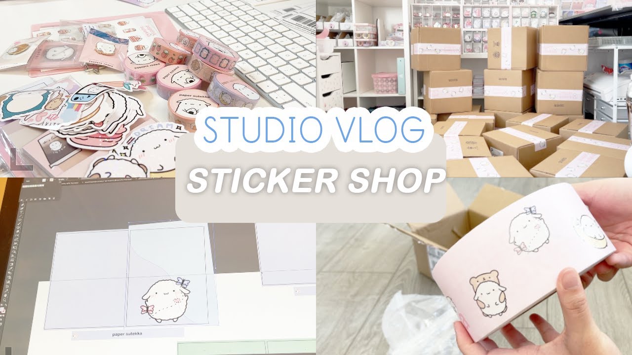 studio VLOG | designing new sticker albums, delivering mail  ✈️  stationery shop  ✨