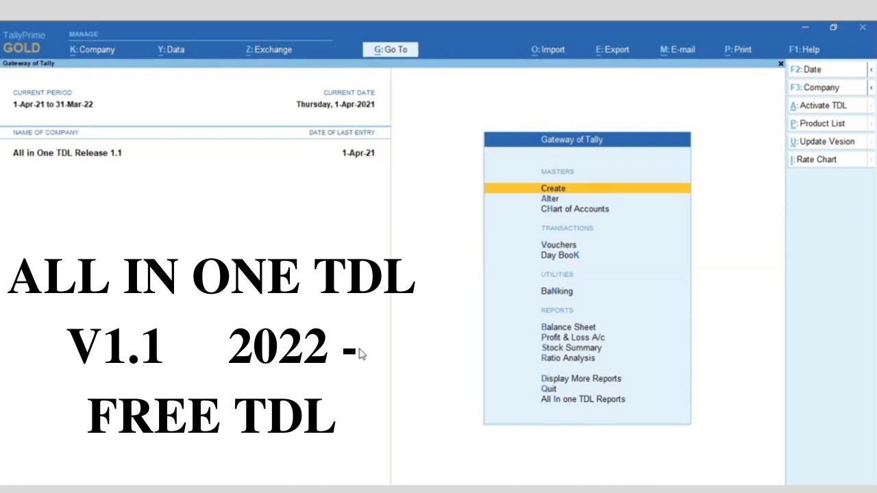 All in One TDL V1.1 | Tally Customization | Tally Module | Tally Prime| Free TDL | Free Tally Module