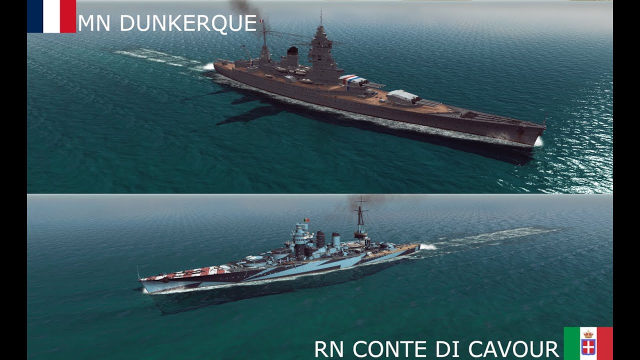 RN Conte Di Cavour vs MN Dunkerque. War on the Sea #ww2 #battleship #waronthesea #worldofwarships