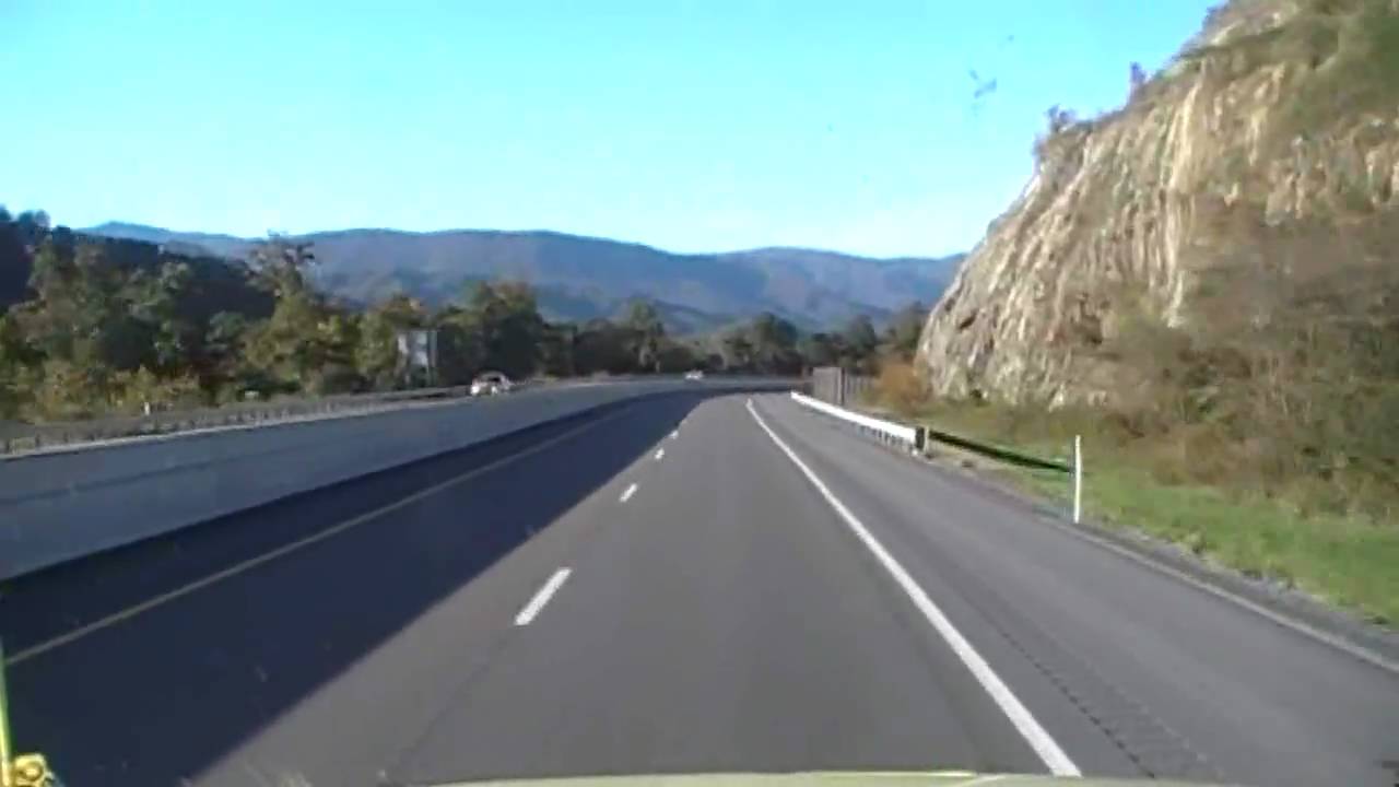 Truck driving through the Smoky Mountains