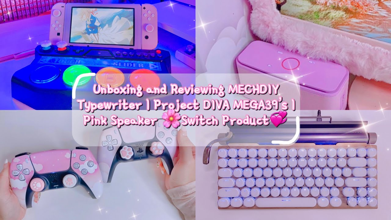 Unboxing and Reviewing MECHDIY Typewriter | Project DIVA MEGA39ʼs | Pink Speaker 🌸Switch Product💞