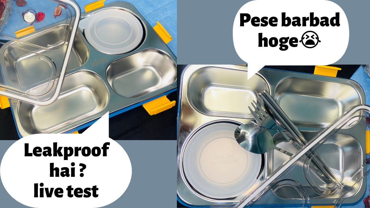 4 Compartment stainless steel lunchbox | kya ye leakproof hai ? | Srxes school & Office tiffen