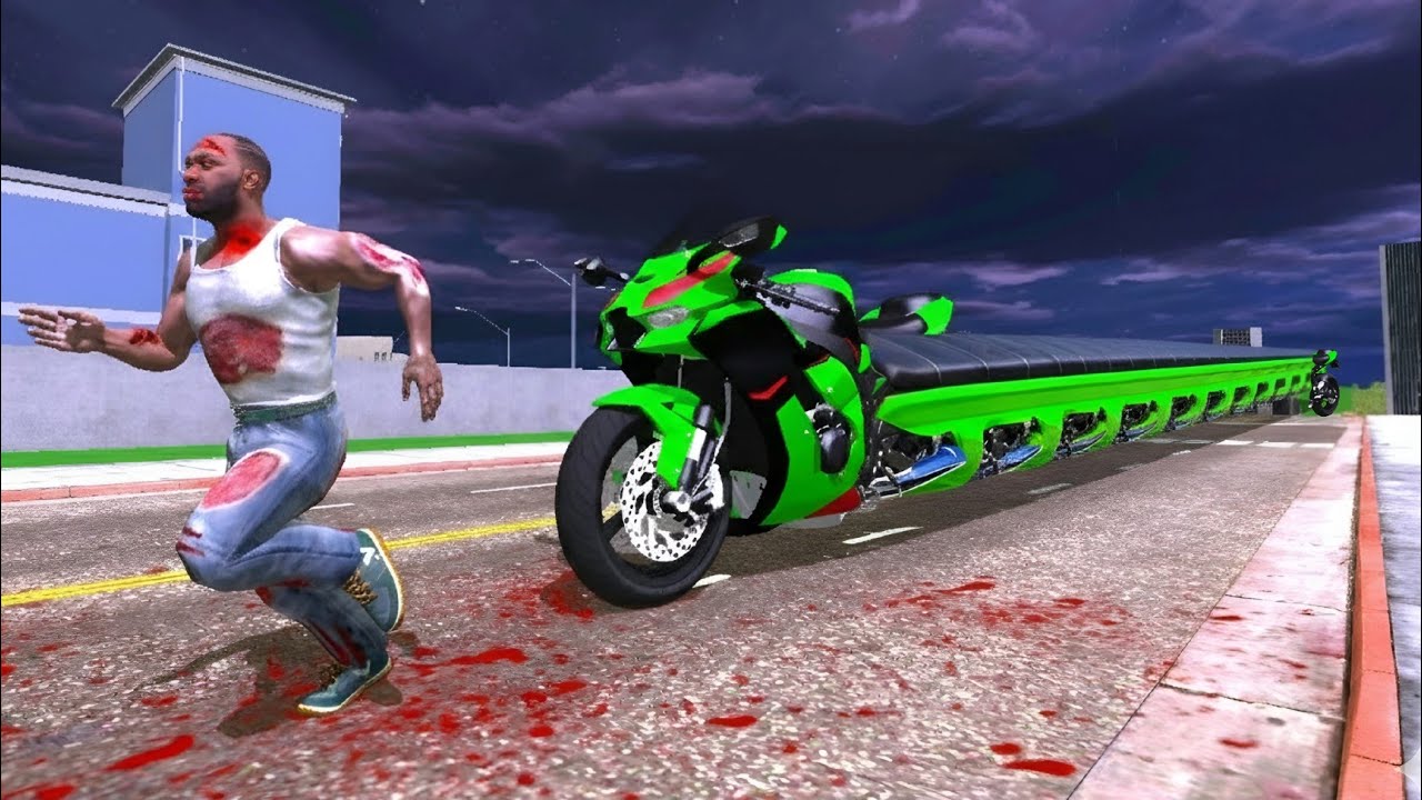 Longest Kawasaki zx10r Bike vs Franklin in Indian Bikes Driving 3d