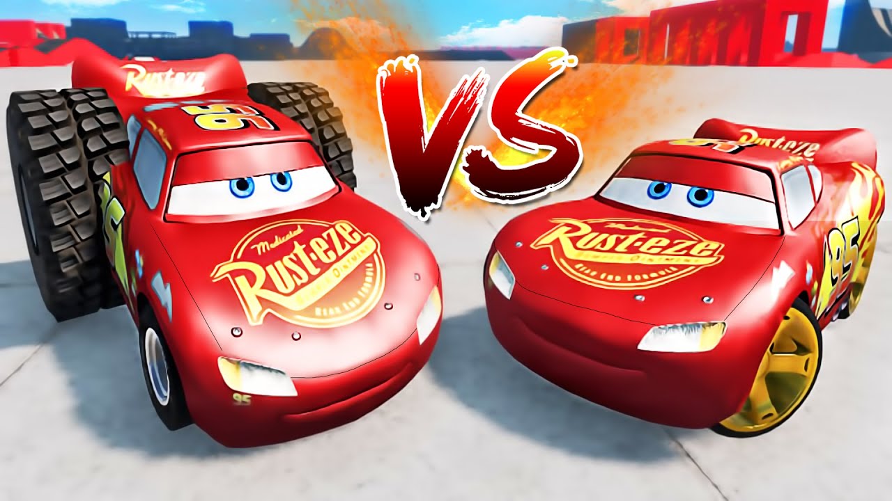 Lightning Mcqueen with Big Wheels VS Normal Wheels | Test Drive