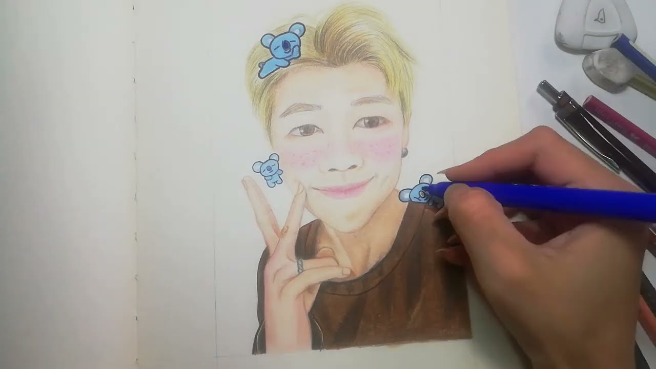 Drawing RM with BT21 Koya [Sketchbook series]