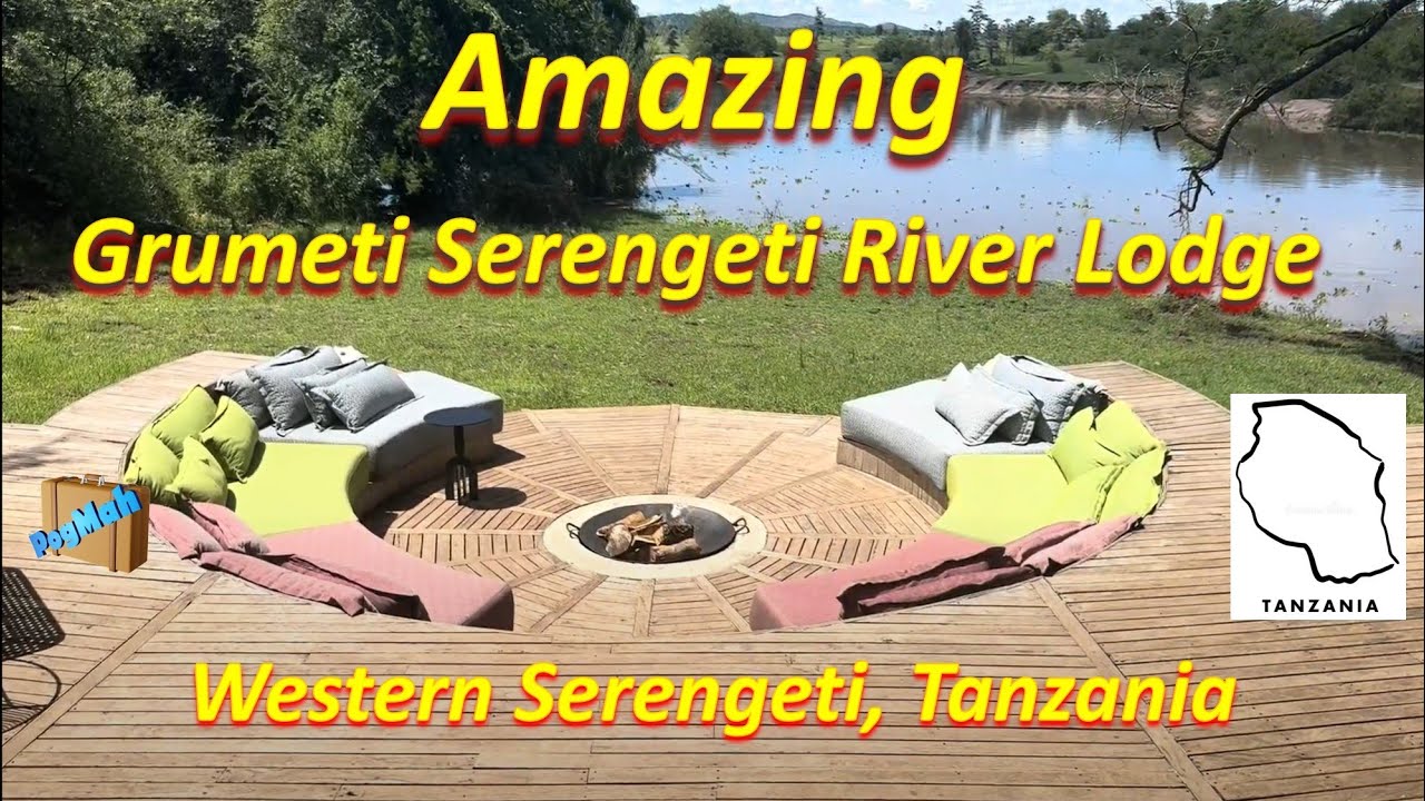 Удивительный Grumeti Serengeti River Lodge, уникальный высококлассный курорт с видом на бегемотов...