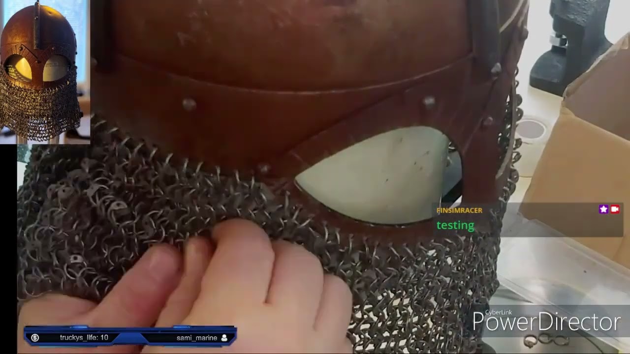 Quick video of making helmet chainmail aventail
