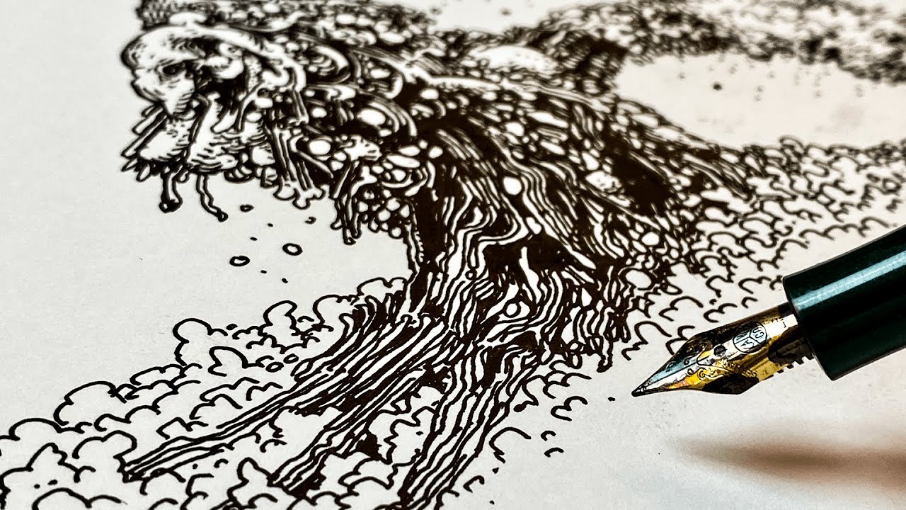 Drawing with Peter Draws: Fungal Growth Tree (Realtime Ink Drawing)
