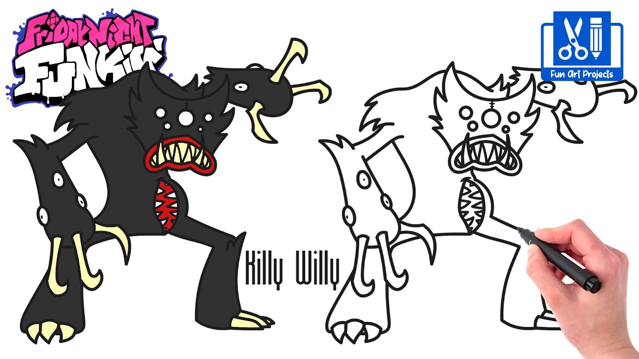 How To Draw Killy Willy | Poppy Playtime - Draw Game Characters Step By Step