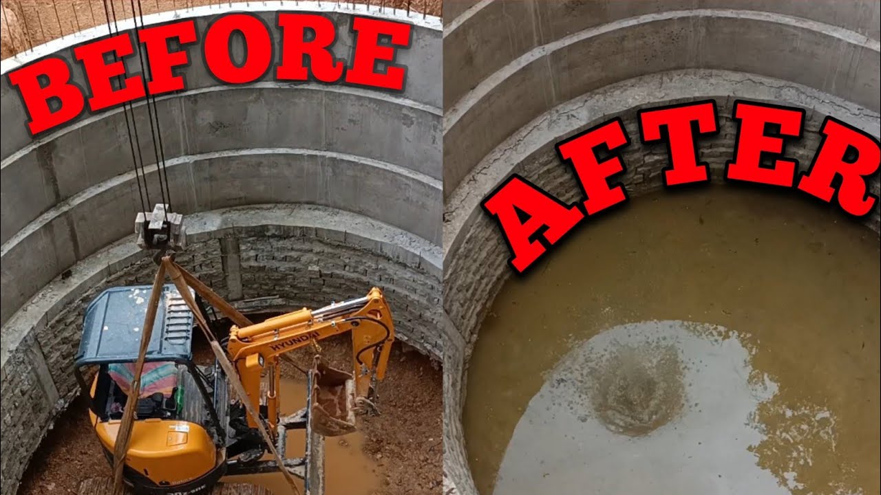 amazing well work by Hyundai mini excavator 30 and crane.