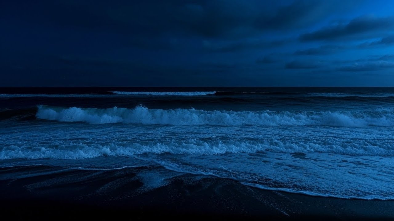 Calm Night Ocean Waves | Sleep Therapy for Chronic Insomnia (Black Screen)