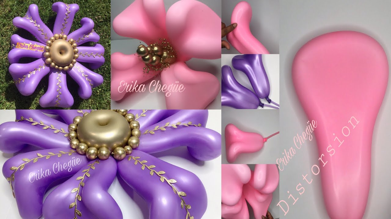 CÓMO DISTORSIONAR UNA FLOR 🌷 CON GlOBOS PARA BOUQUET PASO A PASO DECORACION DE FIESTAS
