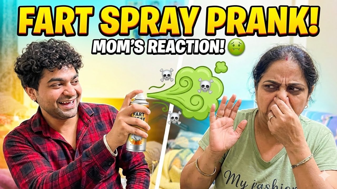Fart spray prank on mom🤢🤣