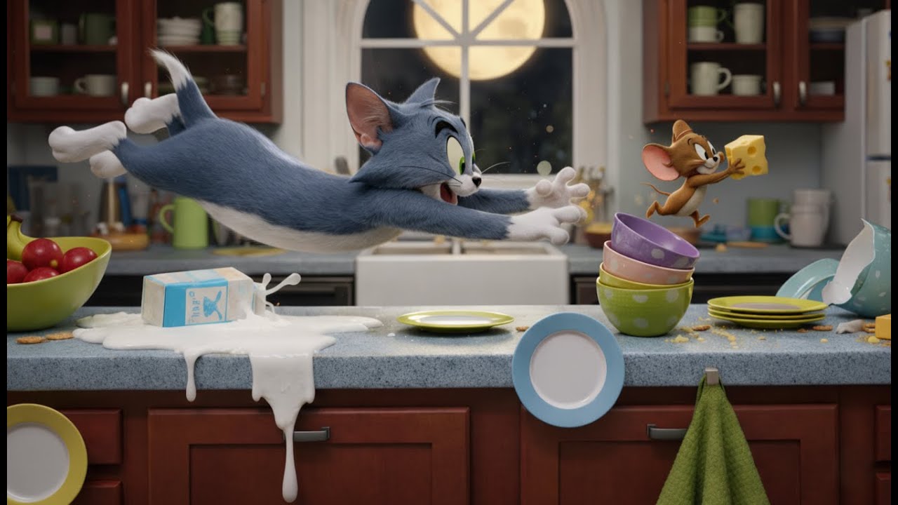 Tom & Jerry’s Midnight Cheese Chase — 3D Cartoon Chaos!