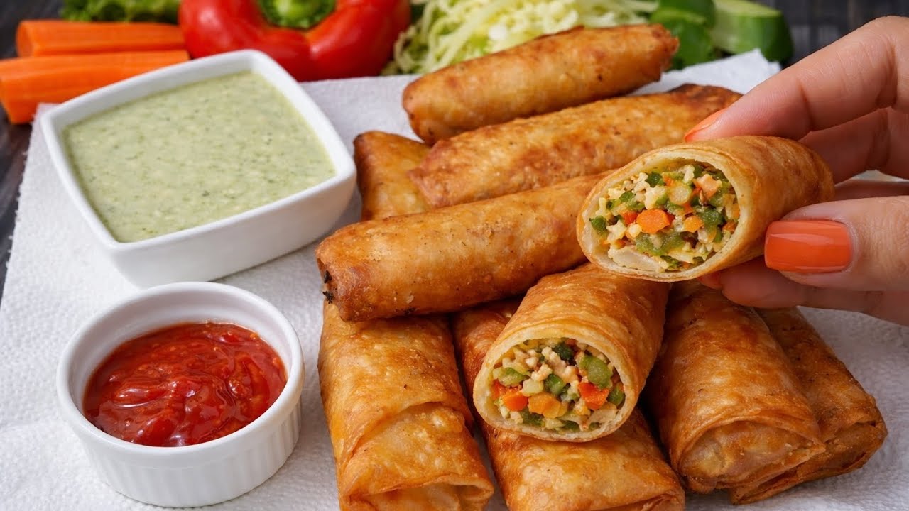 Ramadan Special Crispy Spring Rolls | Easy Chicken & Vegetable Spring Roll Recipe | Super Crunchy!