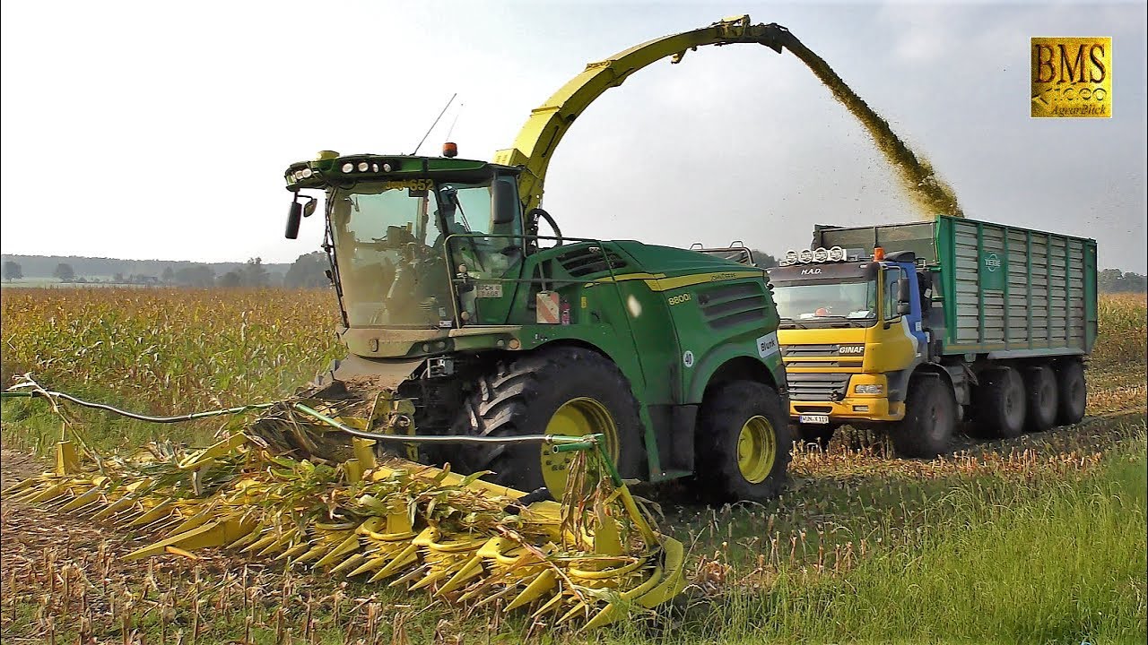 Maish&auml;ckseln - H&auml;cksler John Deere 8800i Biogasanlage - Maisernte - Maize harvest Germany - LU Blunk