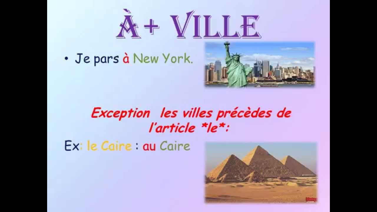 Pr&eacute;position &agrave;/ en