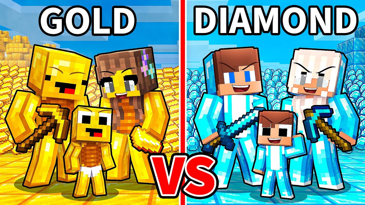 JJ and Mikey: GOLD vs DIAMOND Family Battle in Minecraft - Maizen