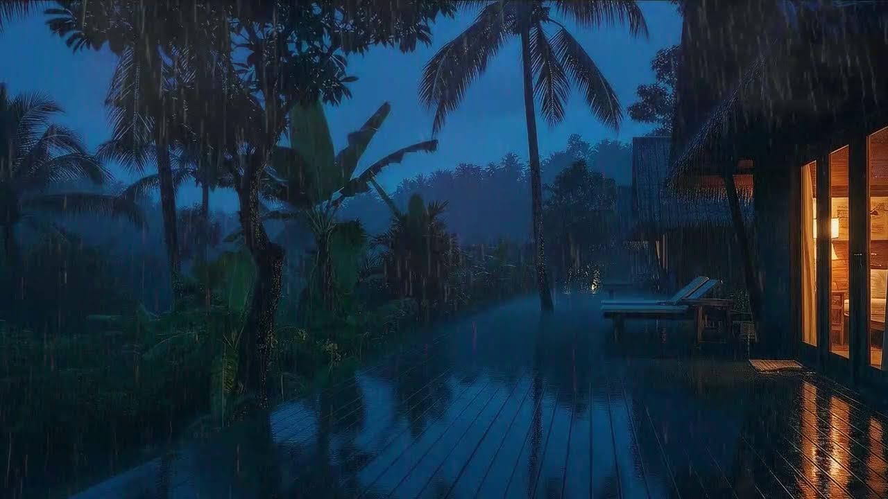 Sleep Now with Soft Rain and Low Rumble at Cabin Terrace 🌧️