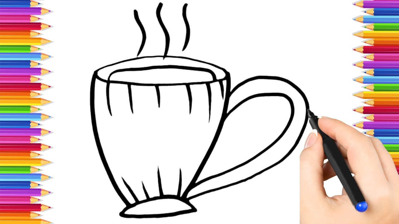How To Draw cute  Cup Drawing, Painting & Coloring For Kids and Toddlers_ Child Art 🐋🌈🎨