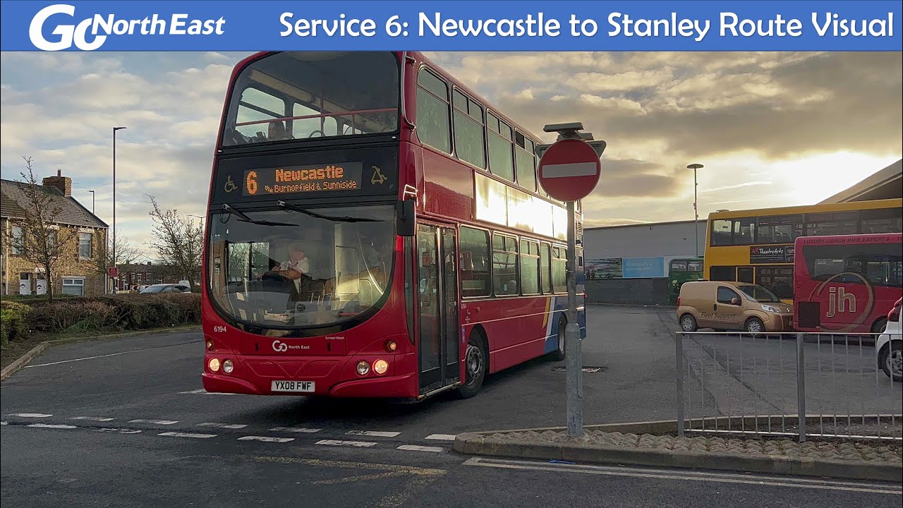 Go North East Route Visual | Service 6: Newcastle to Stanley