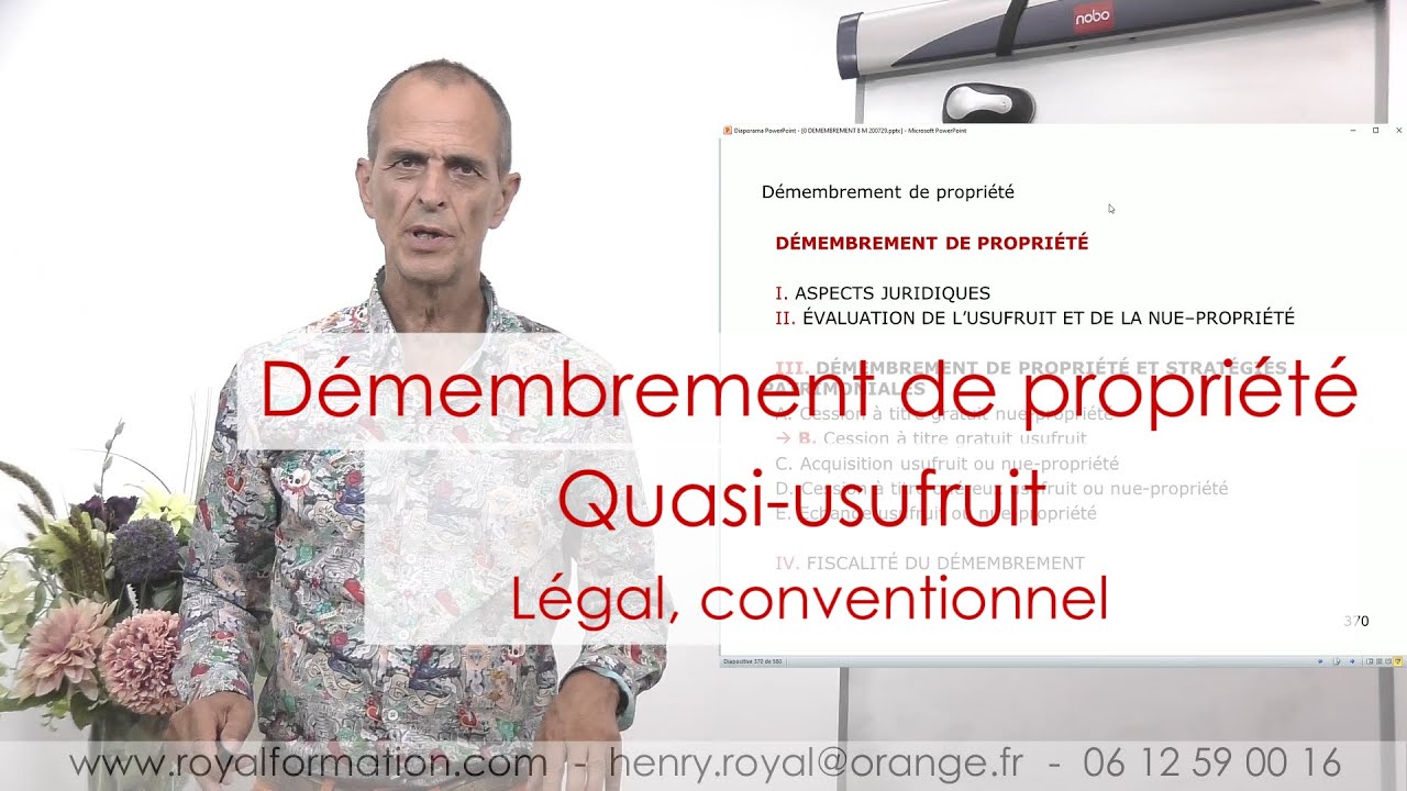 Démembrement de propriété et quasi-usufruit ; convention sur le prix de vente