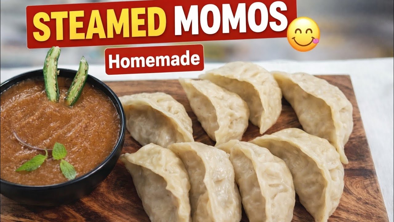 Homemade Steamed Momos with Spicy Chutney😋