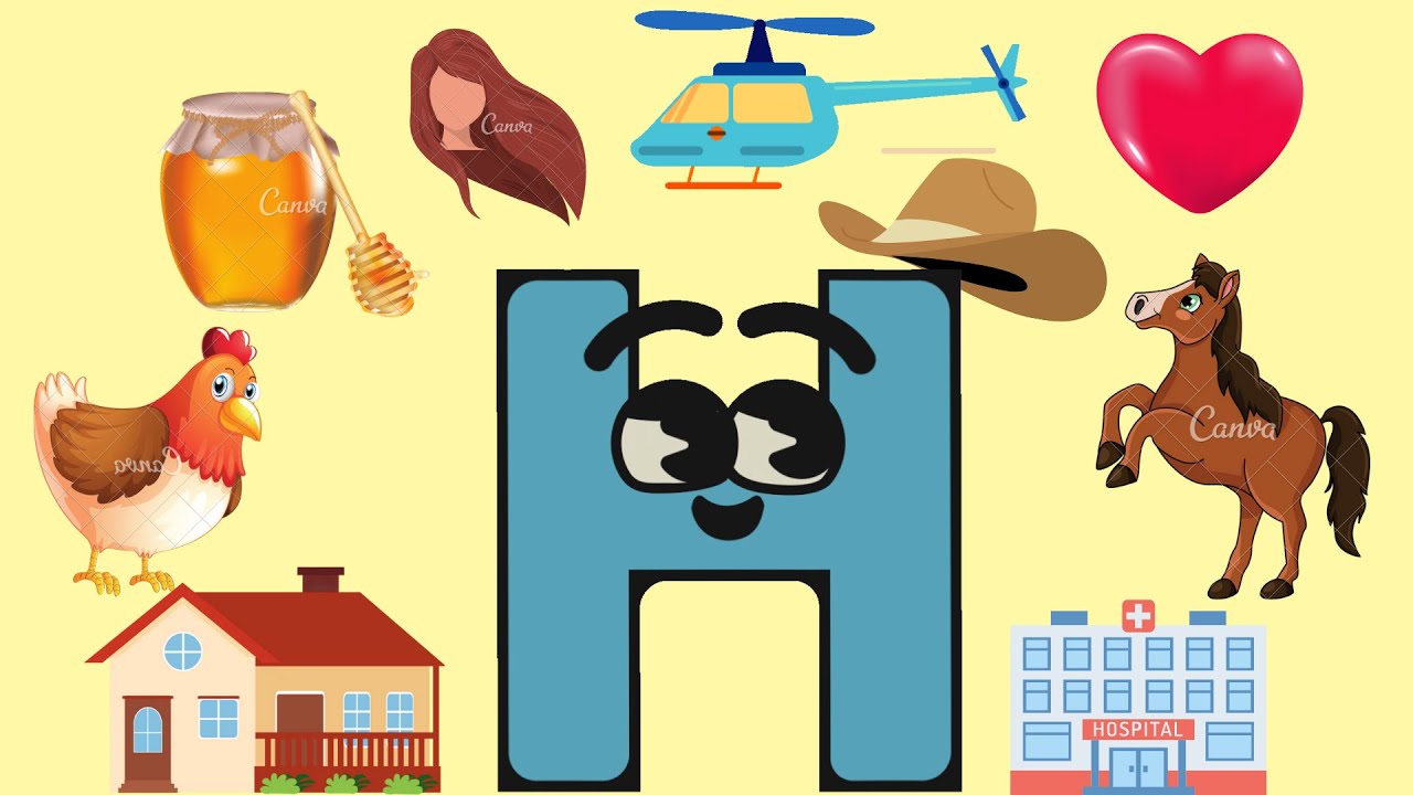 تعليم حرف " H " بطريقة سهلة مع الكلمات والنطق الصحيح