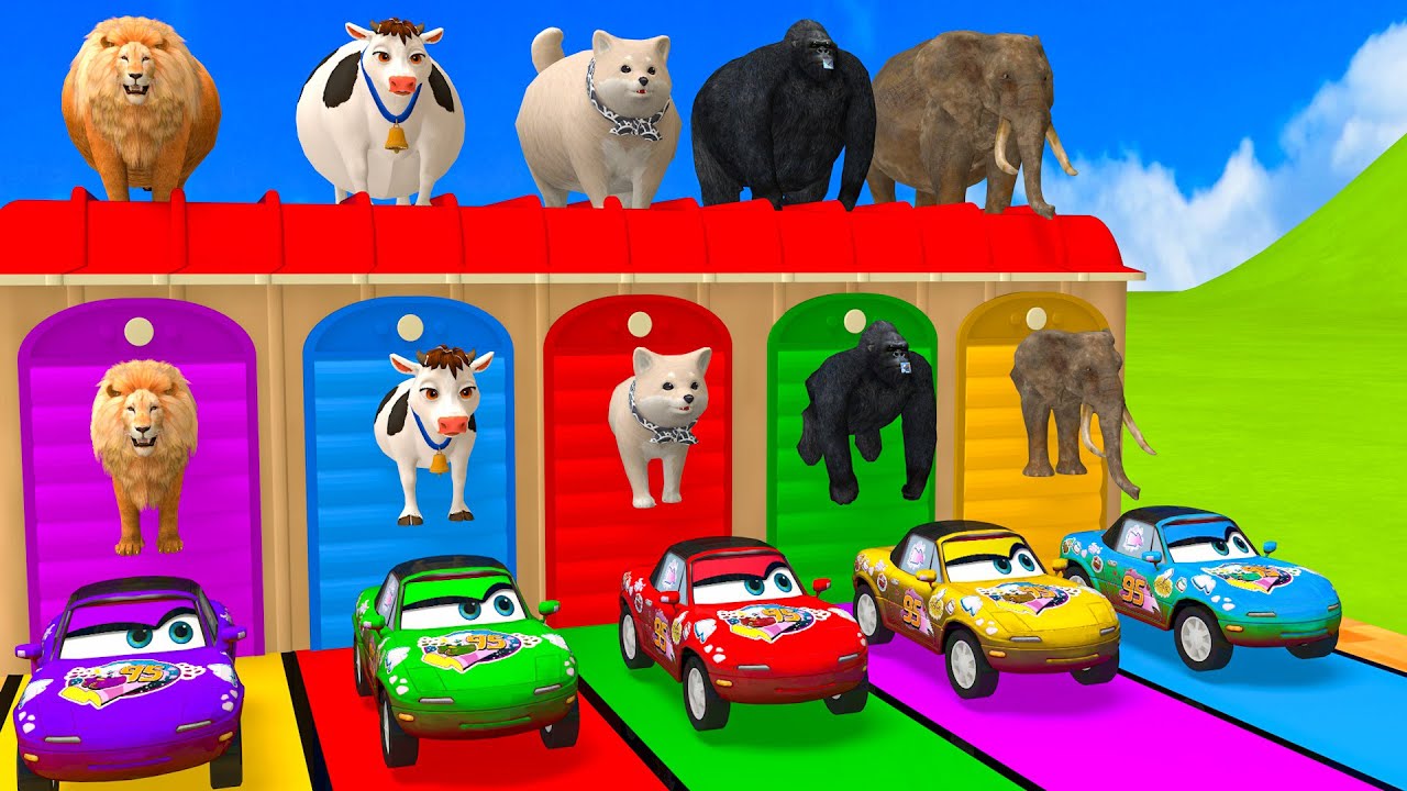 Long Slide Game With Elephant Gorilla Buffalo Hippopotamus Tiger 3d Animal Game Funny 3d Animals