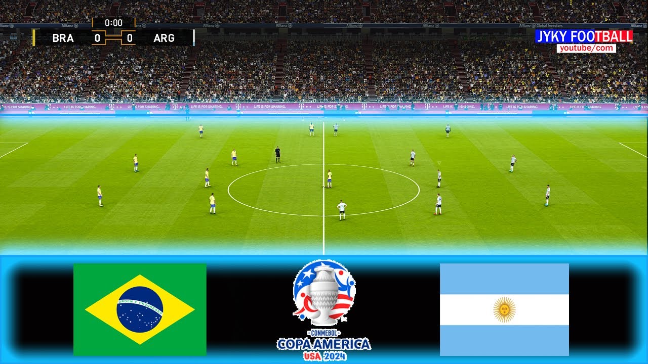 Brazil vs Argentina Copa America 2024 - Full Match All Goals HD - PES Gameplay PC
