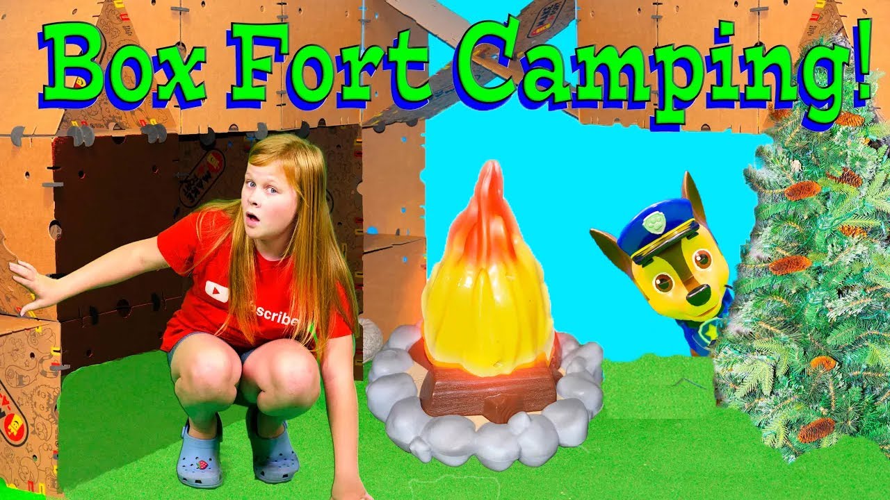 Assistant Goes Camping with Paw Patrol and PJ Masks in Box fort City