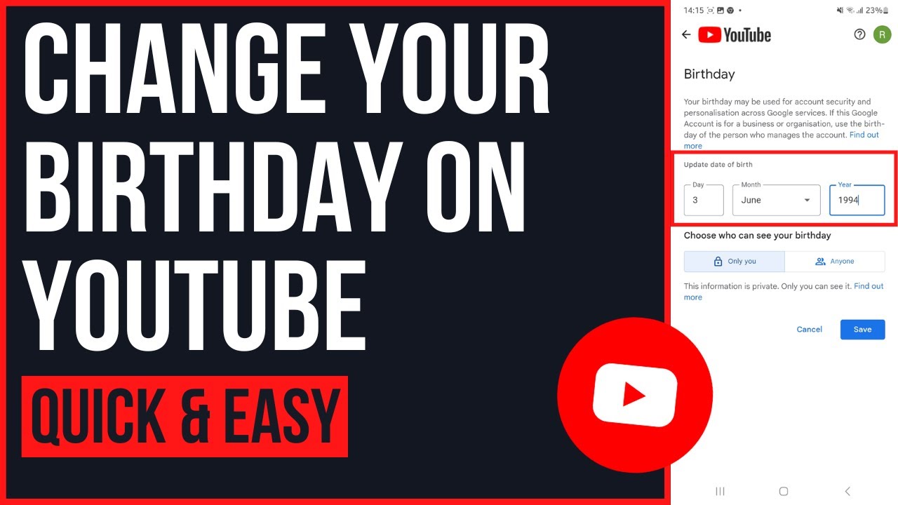 How to Change Birthday on YouTube Account (2023)