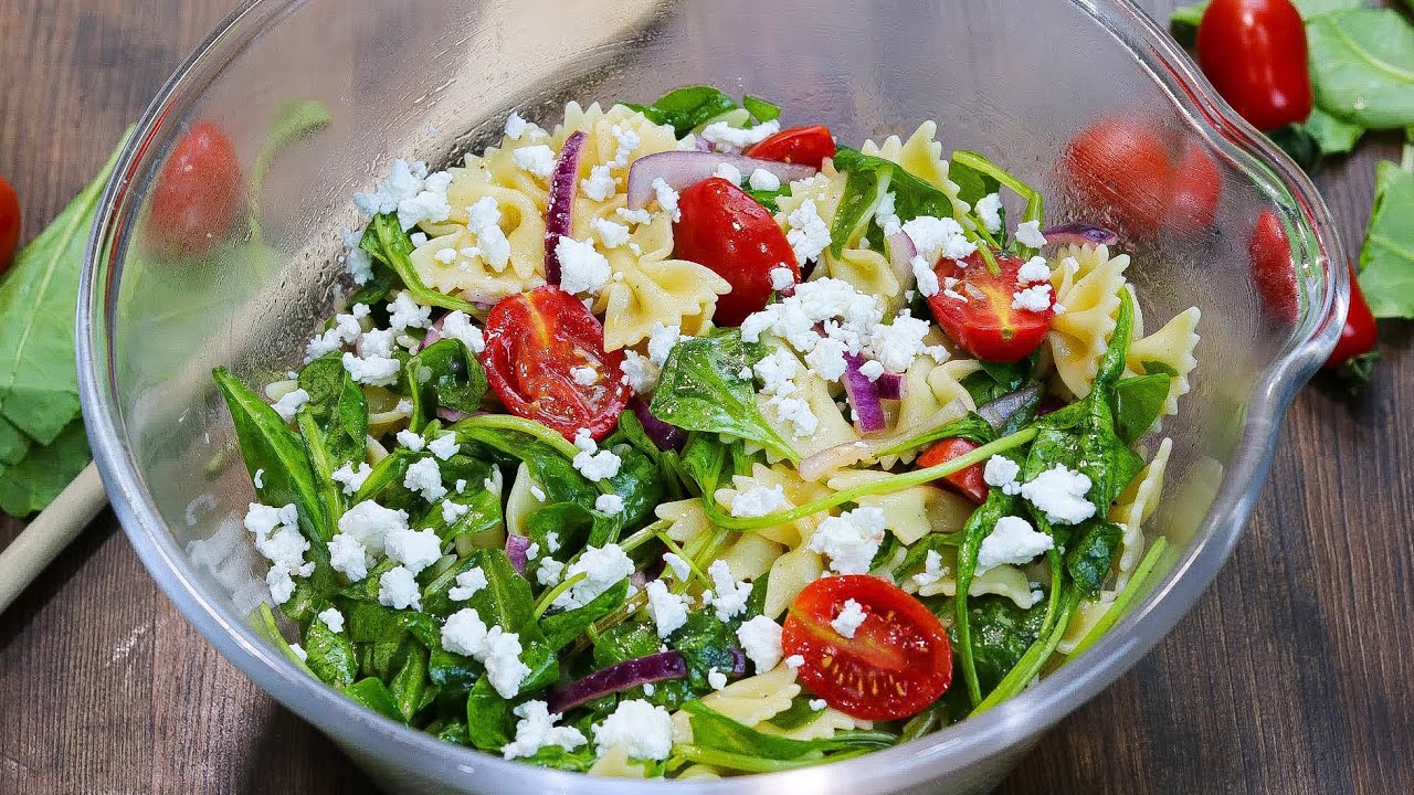 FRESH SPINACH AND FETA PASTA SALAD RECIPE