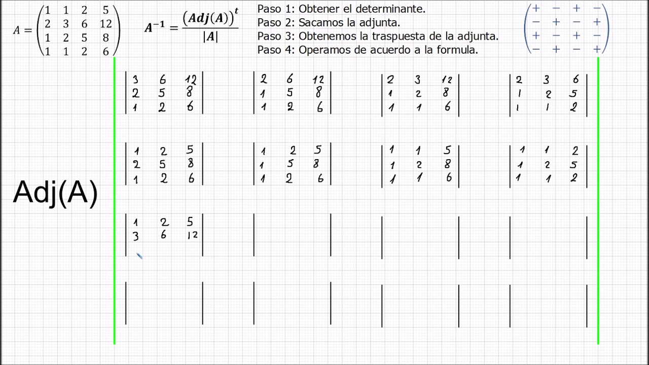 Matriz Inversa 4x4 y determinante 4x4