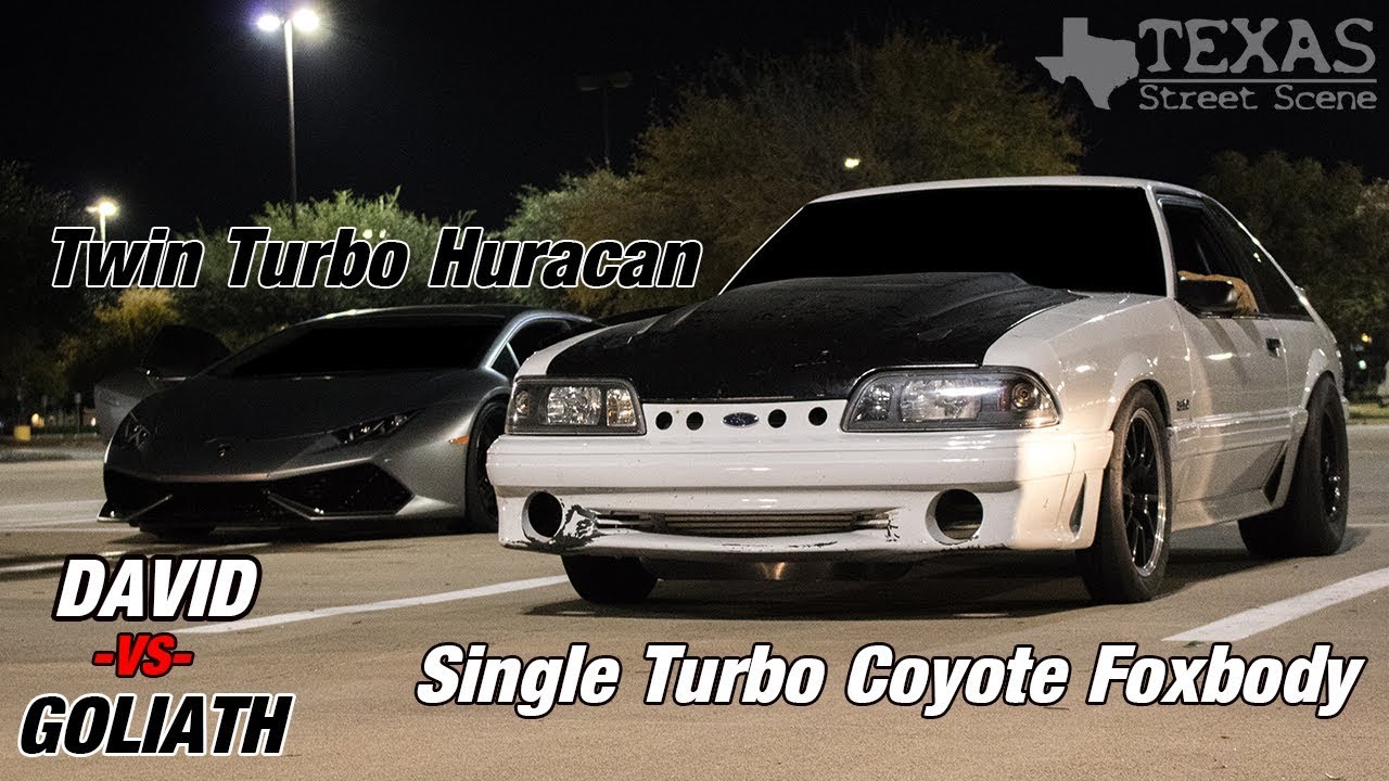 SINGLE TURBO COYOTE Swapped FOXBODY VS TT Huracan and 1300HP CORVETTE!!!