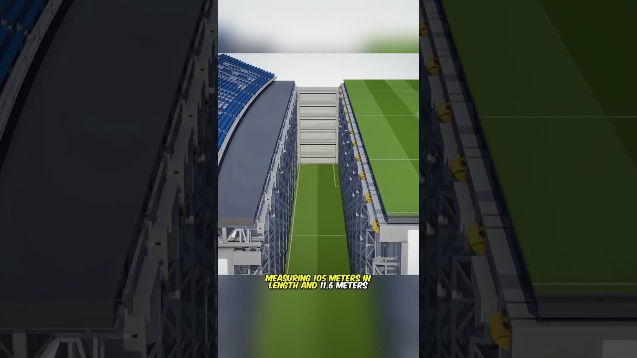 Incredible retractable football field, the entire lawn is hidden underground