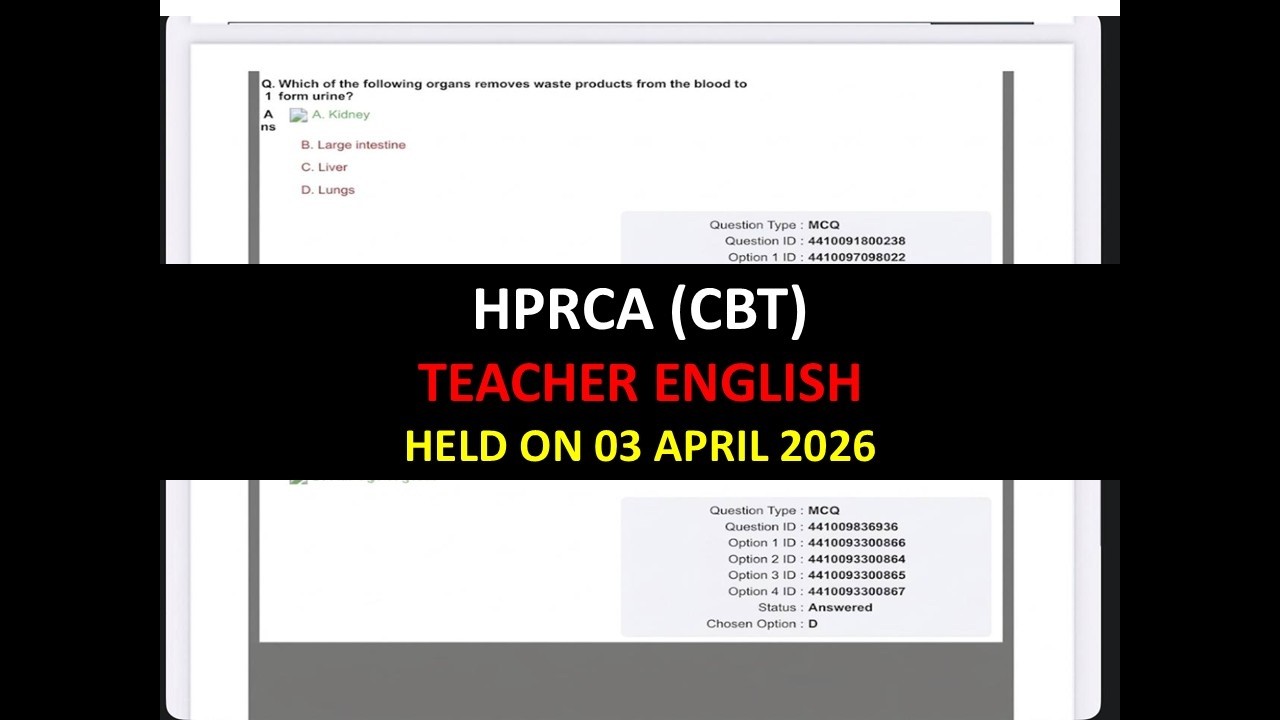 HPRCA ENGLISH TEACHER SOLVED PAPER HELD ON 03 APRIL 2026