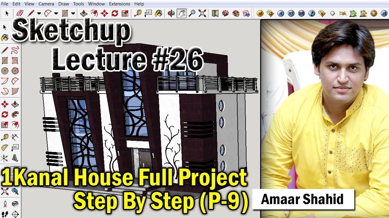 1 Kanal House Full Project Step By Step P-9Sketch Up Lecture 26 In Urdu/Hindi | Tutorials House